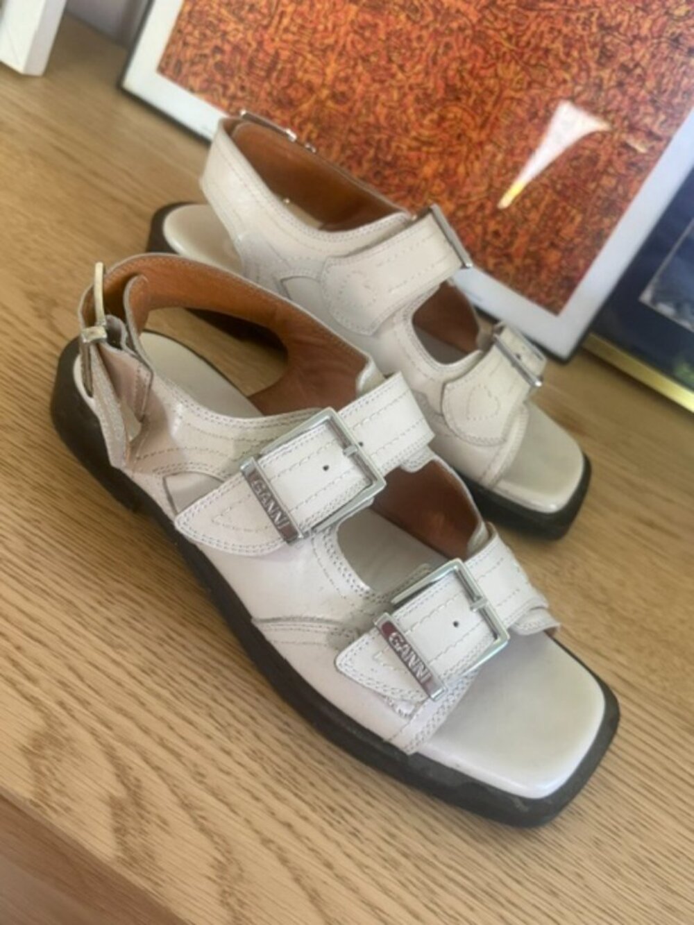 GANNI - White Embroidered Western Sandals - Size 9 - Picture 6 of 14